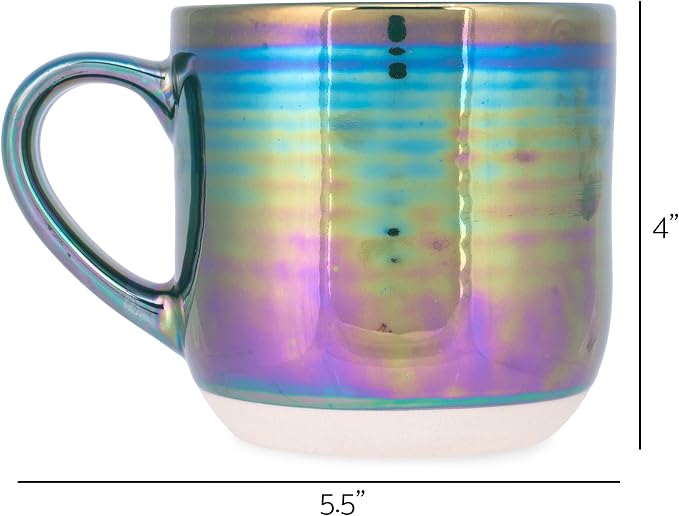 Elanze Designs Glossy Reactive Glaze Large 17 Fluid Ounce Everyday Kitchen Food Grade Ceramic Stoneware Coffee Mug Cup with Comfort Curved Handles, Set of 4, Emerald Green - Image 5