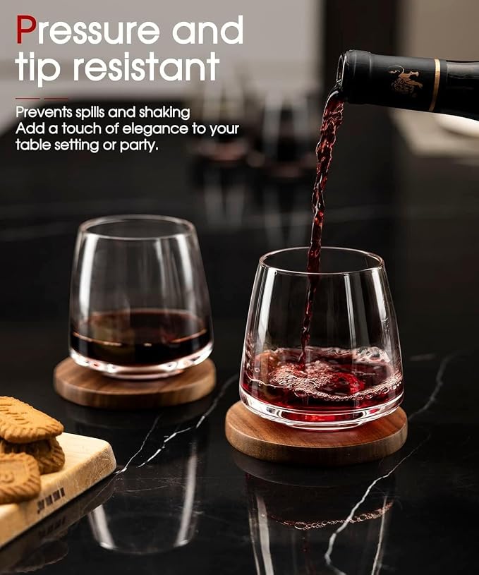 OJA Wine Glasses Set, Crystal Stemless Red Wine Glass, Set of 4, 13.5 oz | Dishwasher Safe, Red White Wine glass, Hand Blown, Unique Gifts for Him Her for Birthday, Wedding, Christmas, Anniversary - Image 4