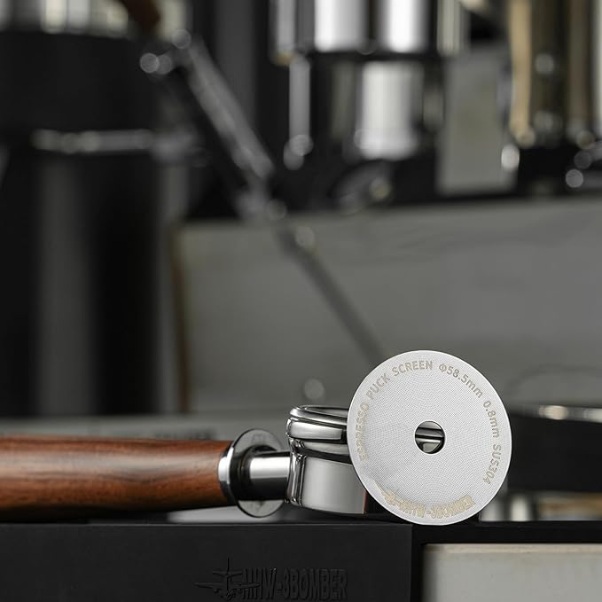 MHW-3BOMBER 58.5mm Espresso Puck Screen with Round Hole Metal Espresso Filter 0.8mm Thickness Coffee Filter for La Marzocco/Gaggia (color: Silver(Round Hole),size:58.5mm)