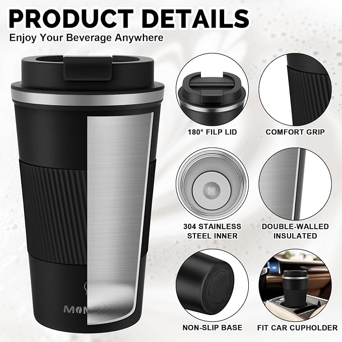 MOMSIV 17oz Travel Coffee Mug, Insulated Coffee Cup with Leakproof Lid | 6-Hour Heat Retention, 360°Leak proof, Vacuum Stainless Steel Double Walled, BPA-free, Reusable And To Go Coffee Mug - Image 5