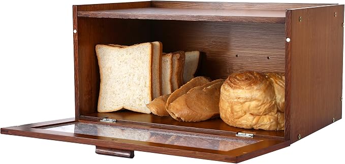 ETMI Vintage Bread Box for Kitchen Countertop - Retro Brown Bread Storage Box Breadbox - Image 2