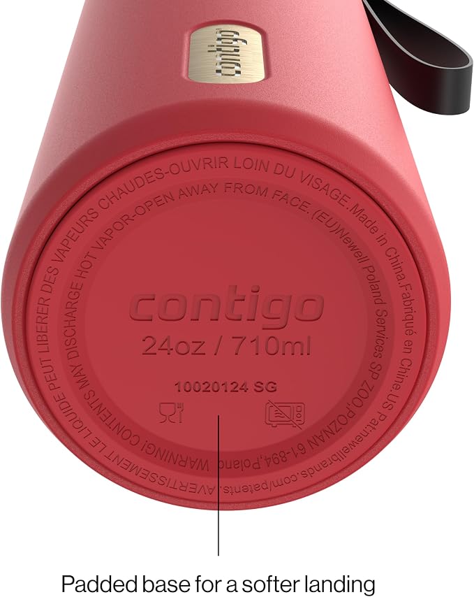 Contigo AutoSeal 24 oz Stainless Steel Vacuum-Insulated Water Bottle with Leakproof Push-Button Spout & Lock, Carry Strap, BPA-Free & Lead-Free, Dishwasher Safe - Image 4