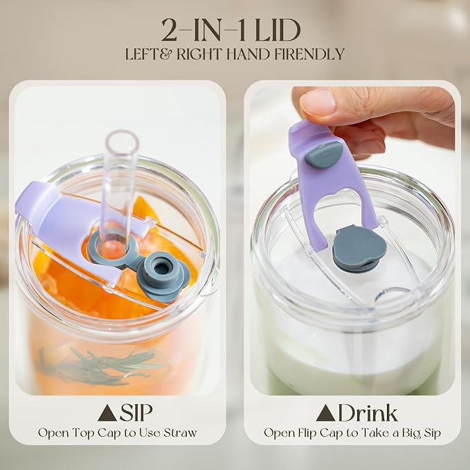 KEMORELA 28 oz Double Wall Glass Tumblers Set of 2, Extra-Wide 13mm Reusable Drinking Straws, Boba Tumbler, Wide-Mouth Water Cups for Iced Coffee, Smoothies, Boba & Tea Lovers (Clear) - Image 8
