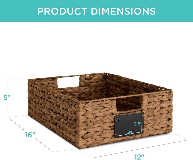 Best Choice Products Set of 4 16x12in Large Water Hyacinth Pantry Baskets, Woven Organizers w/Chalkboard Label, Chalk Marker - Chestnut - Image 7