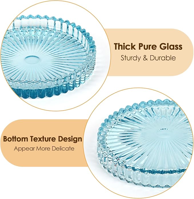 Modern Clear Coaster Set of 5- Glass Coasters for Drinks, Clear Blue | Crystal Coasters Round Cup Mat Coffee Table Decor for Office, Kitchen, Bar, Dining Room, Living Room, Patio - Image 4