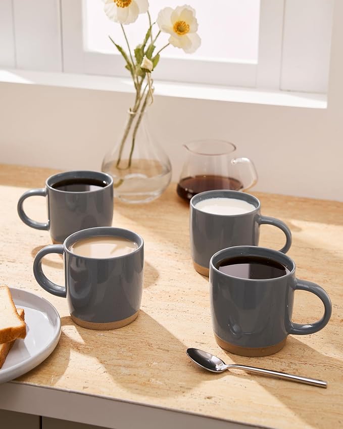famiware Coffee Mugs for 6, 13 oz Mug Set, Dringking Cup with Handle for Coffee, Tea, Cocoa, Milk, Milkyway Serise, Dark Gray - Image 6