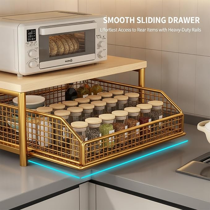 Sakerplus Coffee Pod Holder with Drawers (Gold) | Coffee Pod Organizer and Coffee Pod Storage for Countertop, Metal Basket Coffee Pod Drawer Organizer for Kitchen, Office - Image 9