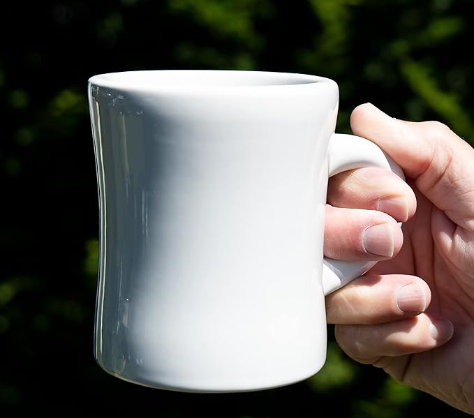 Culver 10-Ounce Ceramic Retro Diner Style Heavyweight Restaurant Mug, Two-finger C-handle (White, 1) - Image 3