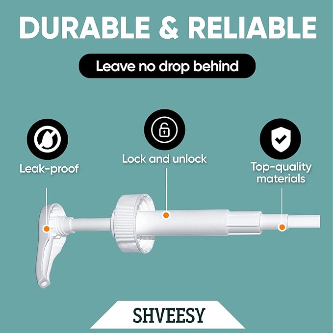 Gallon Pump Dispenser - for Plastic or Glass Bottles – Heavy-Duty Leak Proof for Commercial and Household Use – Non-BPA Plastic (Pack of 6)