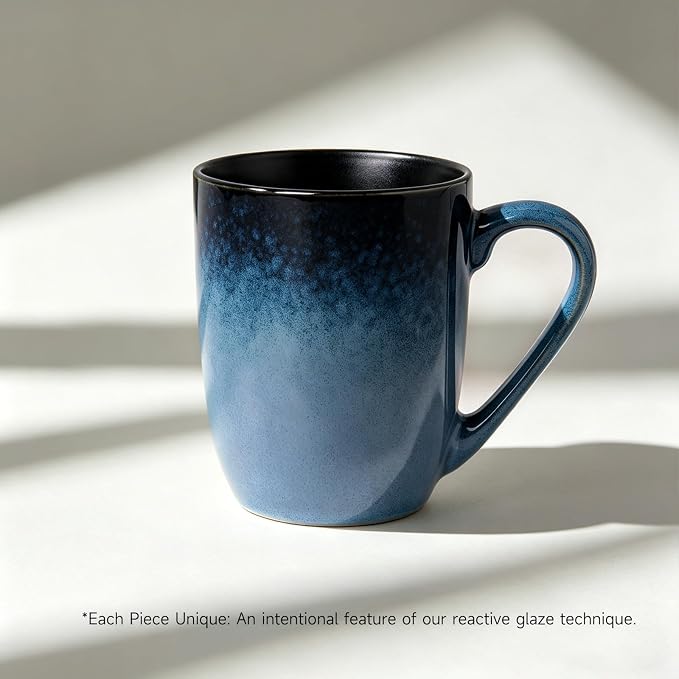 MONITO Large Ceramic Coffee Mugs Set with Handle for Tea/Latte/Cappuccino/Milk/Cocoa, Ice-Snow Blue 14oz, Set of 6, Funny Tea Cups for Office and Home - Image 7