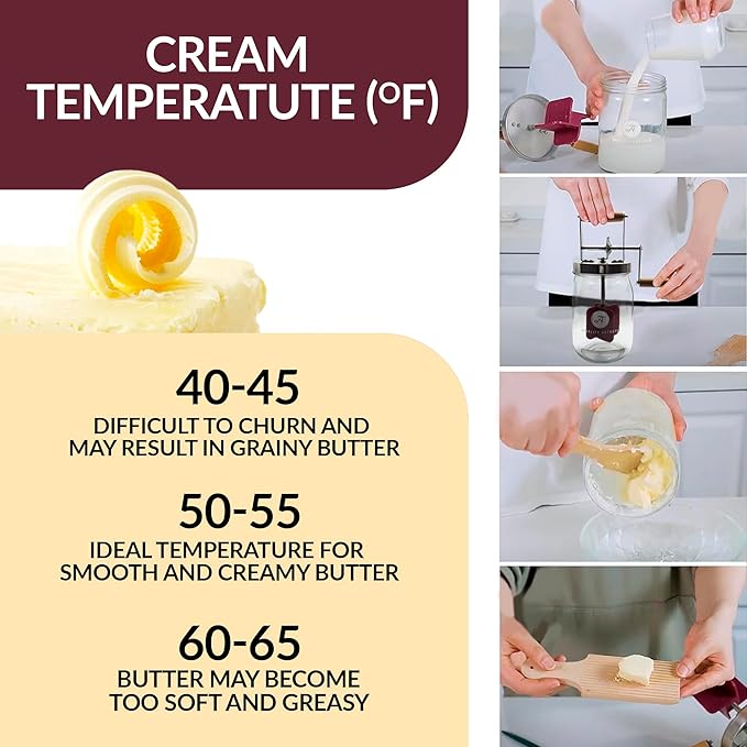 Butter Churner Set – Includes Glass Dish with Lid, Cheesecloth, Wooden Paddles & Knife Spreader – Butter Churn - Make Homemade Butter Fast & Easy