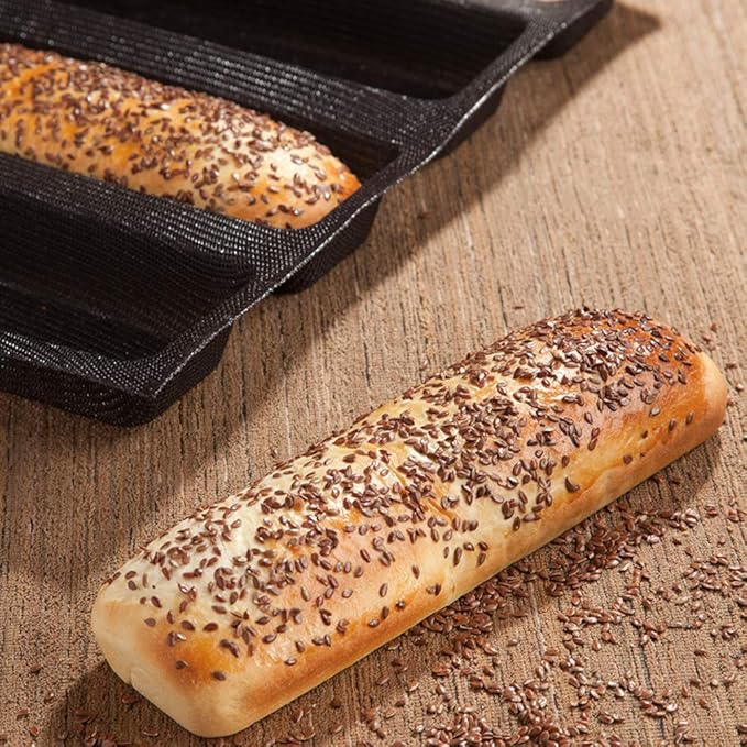 Silicone Perforated Baking Forms Sandwich Mold French Baguette Bread Pan Food Mat 5 Loaf Non-Stick Baking Liners