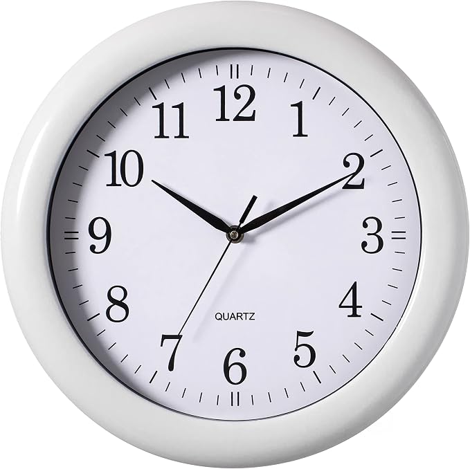 Clockswise Decorative Classic White Round Wall Clock for Living Room, Kitchen, Dining Room, Plastic by Clockswise