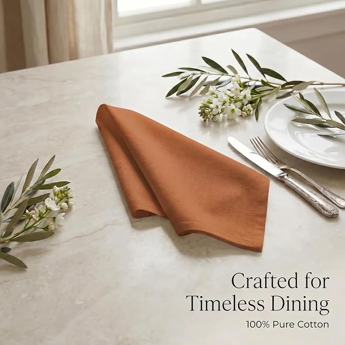Urban Villa Cloth Napkins Cotton 20x20 (Set of 12) Rust - Image 8