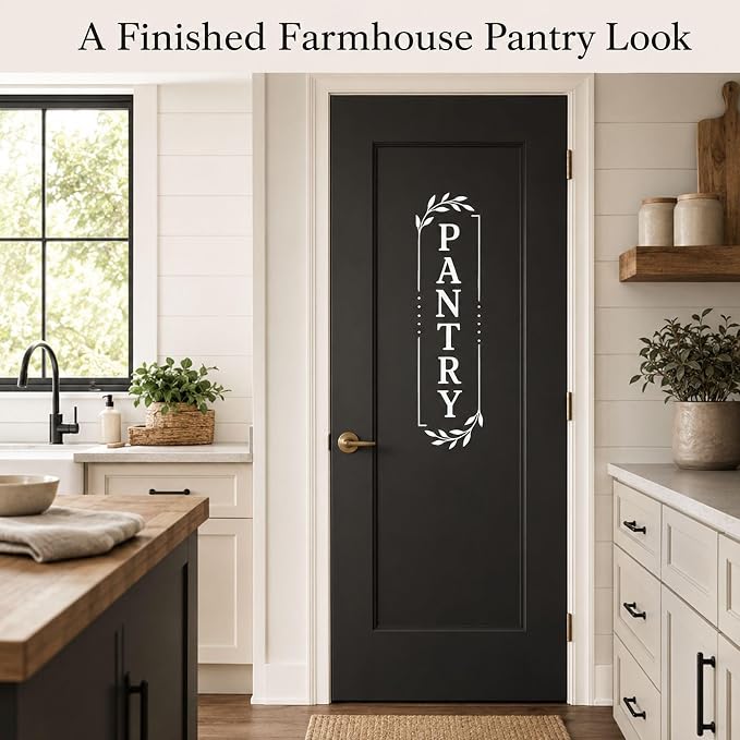 Pantry Door Lettering Vinyl Decal: White 7 x 26 Inch Vertical Design | Tall PANTRY Lettering Adds A Distinct Farmhouse Accent To Smooth Dark-Colored Doors - Image 7