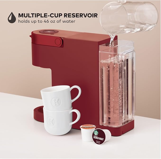 Keurig K- Slim Single Serve K-Cup Pod Coffee Maker, with 3 Brew Sizes, Multistream Technology, 46oz Removable Reservoir, Scarlet Red | 3 Brew Sizes, Multistream Technology, Removable Reservoir, Scarlet - Image 9