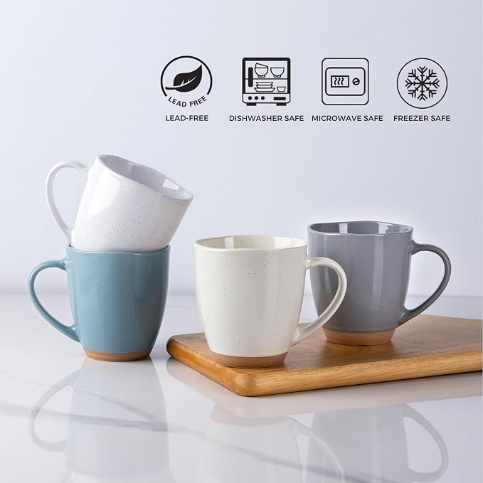 AmorArc 12oz Coffee Mugs, Ceramic Coffee Mugs set of 4 for Man, Woman, Dad, Mom, Modern Coffee Mugs with handle for Latte/Cappuccino/Milk/Cocoa. Dishwasher&Microwave Safe,Multi-Color - Image 4
