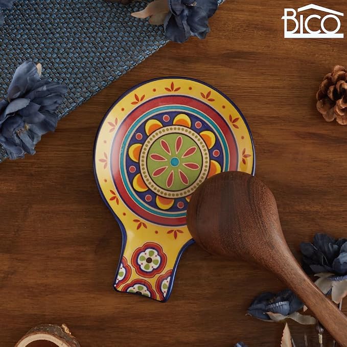 Bico Tunisian Spoon Rest for Stove Top, Ceramic Spoon Holder for Kitchen Counter, Easy to Clean Coffee Spoon Rest Dishwasher Safe, Kitchen Cooking Utensil Rest for Ladles Spatula - Image 4