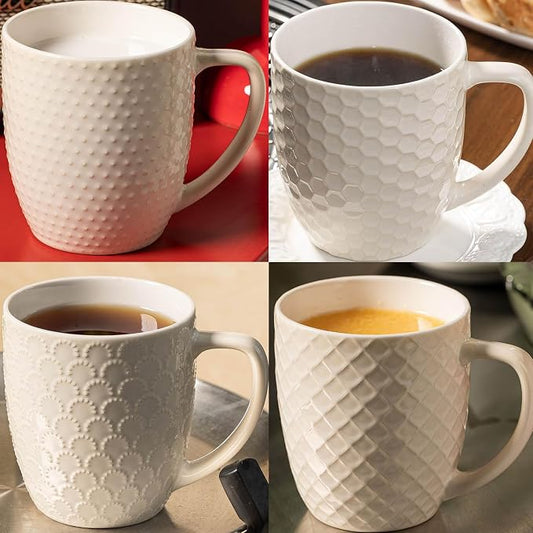 16 oz Coffee Mugs Set of 4, Porcelain Coffee Cups Ceramic, Farmhouse Mug with Handle by Unknown