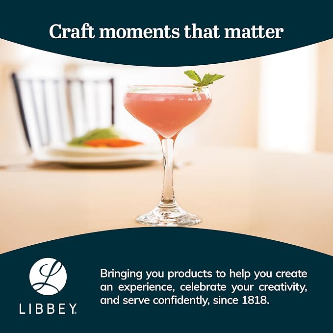 Libbey 3055 Perception Cocktail Coupe Glasses Set of 12, Elegant, Curvaceous Coupe Martini Glasses, 8.5 Oz Stemmed Champagne Coupe for Beverages - Image 6