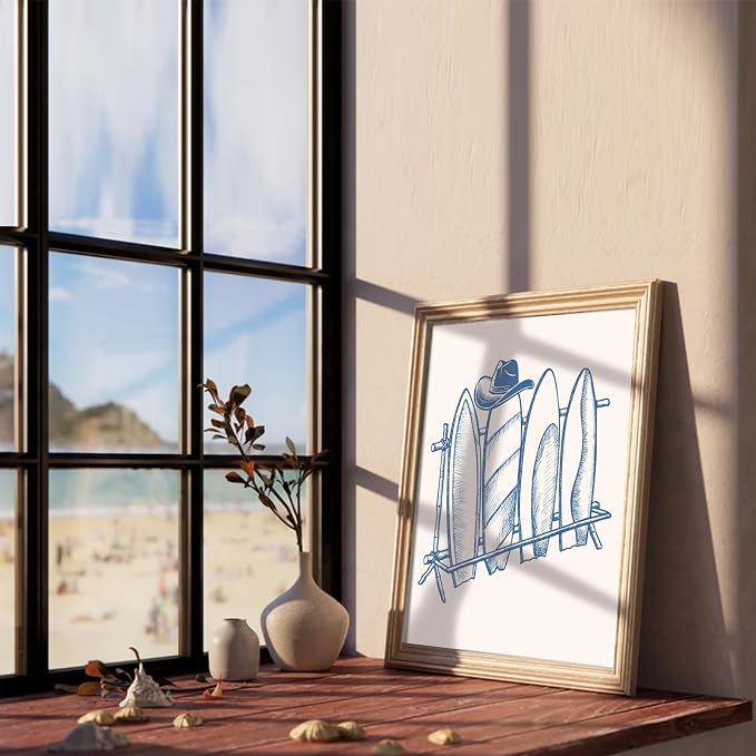 XOCUUI Coastal Granddaughter Room Decor Unframed, Blue Coastal Cowgirl Surfer Girl Canvas Posters, Beachy Preppy Aesthetic Room Decor Pictures For Teen Girl Dorm Apartment Decoration (8" X 10") - Image 5