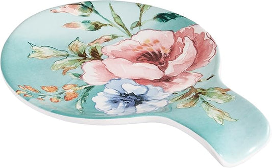Bico Margret's Garden Spoon Rest for Stove Top, Ceramic Spoon Holder for Kitchen Counter, Easy to Clean Coffee Spoon Rest Dishwasher Safe, Kitchen Cooking Utensil Rest for Ladles Spatula by Bico