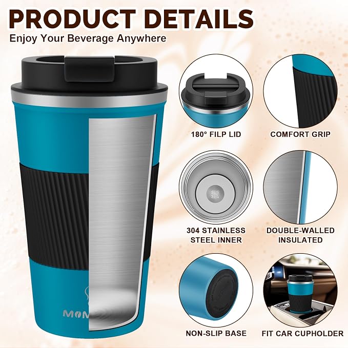 MOMSIV 12oz Travel Coffee Mug, Insulated Coffee Cup with Leakproof Lid | 6-Hour Heat Retention, 360°Leak proof, Vacuum Stainless Steel Double Walled, BPA-free, Reusable And To Go Coffee Mug - Image 5