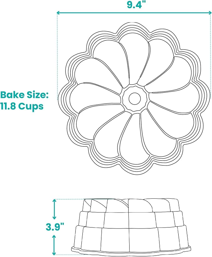 Baker's Secret for Fluted Cake Pan, Fluted Cake Pans, Perfect for Fluted Cakes, Die Cast Aluminum Cake Pans, 2 Layers Non-stick Coating, Novelty Cake Pan - The Cast Aluminum Collection (Petal) - Image 2