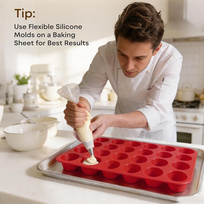 Silicone Mold for Baking, 24 Cup Nonstick Mini Muffin Pans 2Pcs | Food-Grade Silicone Muffin Tin, Oven Dishwasher Freezer Safe Silicone Molds for Home Baking DIY, Mini Cupcakes, Egg Bites - Image 3