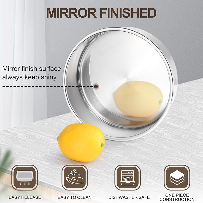 Homikit Round Cake Pan Set of 3, 9 Inch Stainless Steel Cake Tins Bakeware for Baking Layer Smash Birthday Cake，Oven, Pressure Cooker & Dishwasher Safe - Image 4