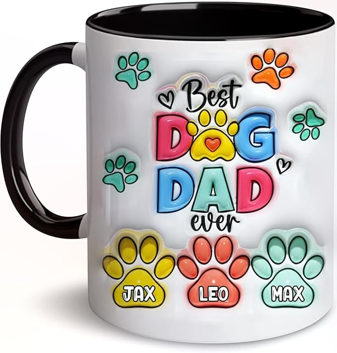 LOVELYPOD Custom Dog Dad Mug with Dogs Name, Dog Dad Father's Day Gifts, Personalized Dogs Mugs, Pet Lovers Gifts by LOVELYPOD
