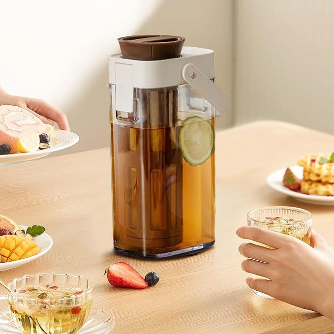 Cold Brew Coffee Pitcher - 1 Liter Leakproof Jar with Handle, Lid, and Easy-Pour Spout, Ideal for Making Iced Coffee, Tea, Fruit Infusions, Milk or Water, Perfect for Home, Cafe, Apartment