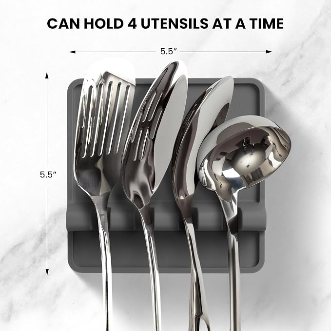 Zulay Kitchen Spoon Rest for Multiple Utensils High Heat-Resistant Silicone Drip Pad, BPA-Free Spoon Holder for Stove Top, Kitchen Gadget Holder for Ladles, Tongs, Cooking Spatula - Makes Great Gift - Image 2