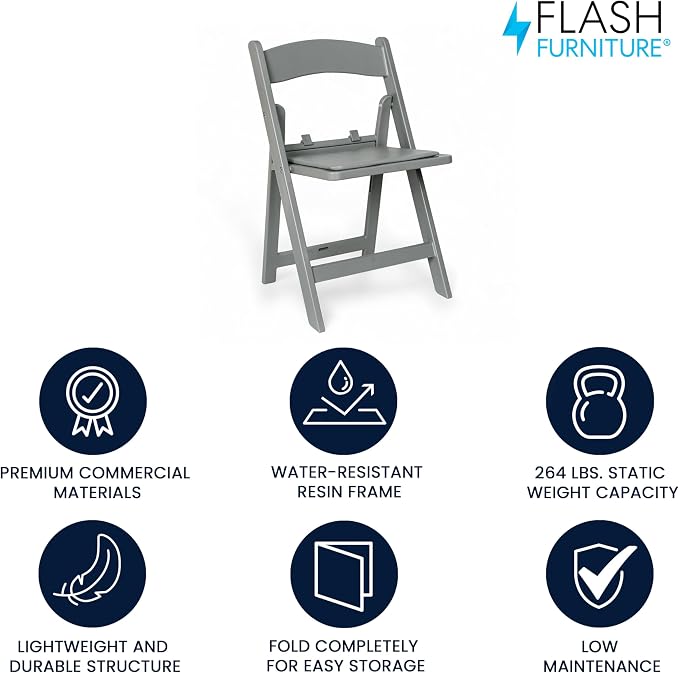 Flash Furniture Hercules Kids Resin Folding Chair, Gray | Vinyl Padded Seat, Lightweight, Indoor/Outdoor, HERCULES Series - Image 4