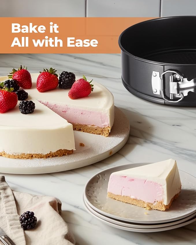 Kootek Cake Pan Set of 3, Springform Pans 4, 7, 9 Inch, 50 Parchment Paper | Carbon Steel, Nonstick Coating, Removable Bottom, Easy Release Baking Pans, Rust-Proof, Oven Safe, Round Cheesecake Pan - Image 7