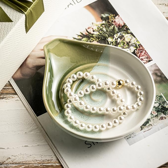 Ceramic Spoon Rest for Kitchen Counter, Large Spoon Holder Nonstick | 5 Inches for Stove Top, Cooking Utensils, Heat-Resistant, Easy to Clean | Modern Farmhouse Kitchen Decor, Gradient Green - Image 8