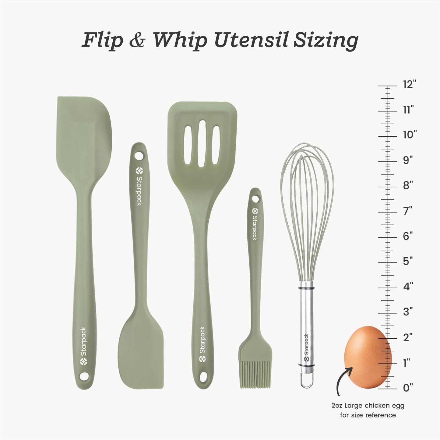 Premium Silicone Baking Utensil Set 5 Piece Heat Resistant Kitchen Tools 10 Inch Green