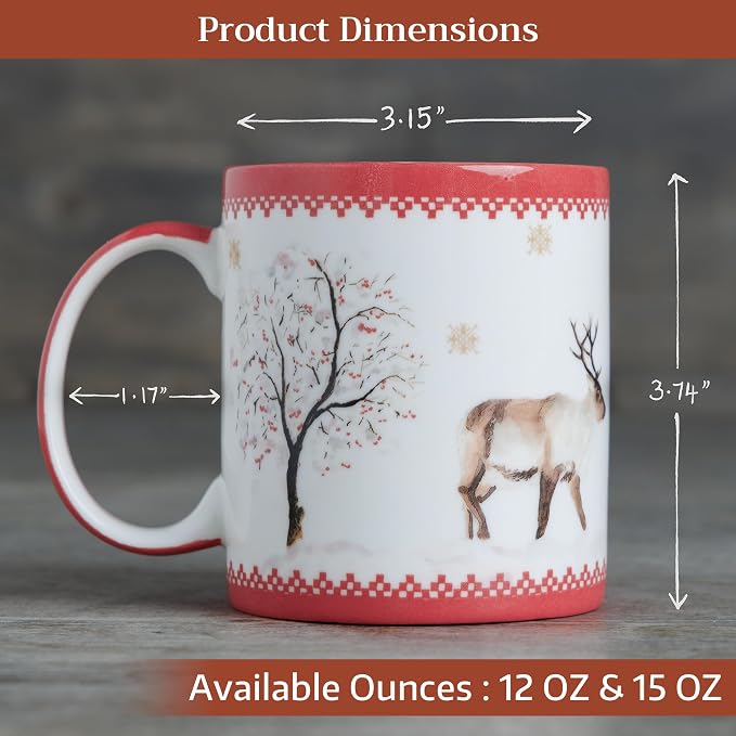 Maison d' Hermine Coffee Mug with Handles Tea Cups (12 Ounce, Pack of 1) | Fine Bone China Coffee Mugs for Hot Beverages Cappuccino Latte Home Restaurant Spring Summer -Rural Christmas - Gotaland - Image 4