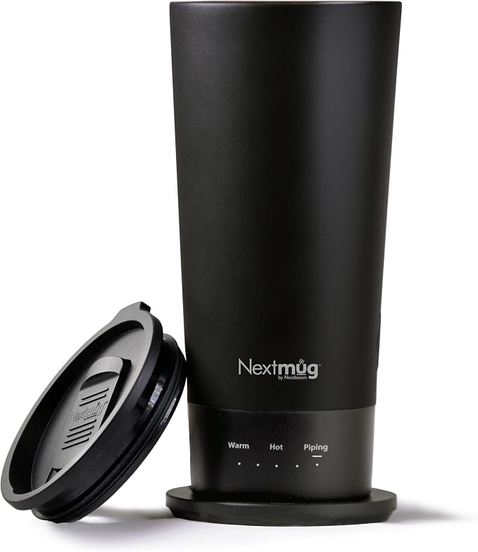 Nextmug Go - Temperature-Controlled, Self-Heating Travel Mug | (Black - 16 oz.) – No App, Long-Lasting Battery for Work & Study, Great Gift for Coffee Lovers by NextmugbyNextboom