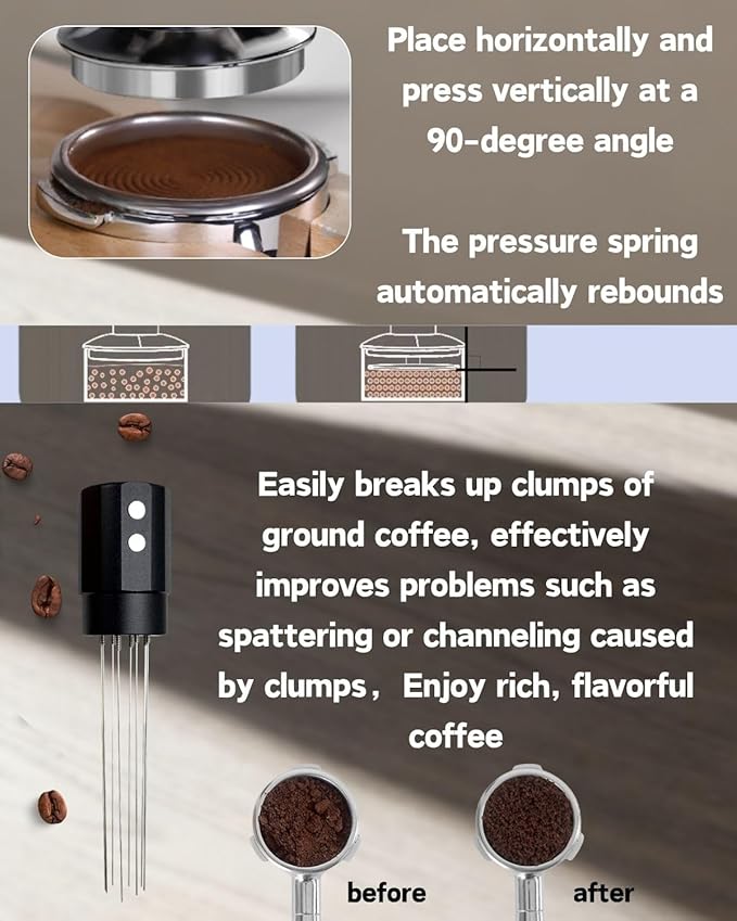 Espresso Tamper Double Spring Loaded 51/53mm with WDT Tool Espresso Accessories Kit, Stainless Steel Corrugated Base, Dosing Funnel, Tamper Mat (51mm & Magnetic wdt)