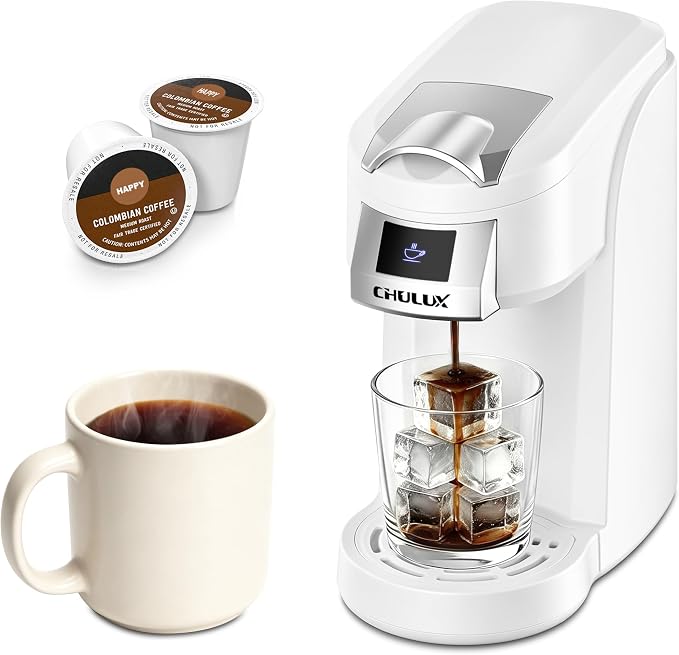 CHULUX Lite Single Serve Coffee Maker for K Cup with One Touch Brew, White | Boiler Fast Heating System, Unique Split-Flow Nozzle, Designed for Standard Mugs, 5 to 12 oz Brew Sizes, Single Cup Reservoir by CHULUX