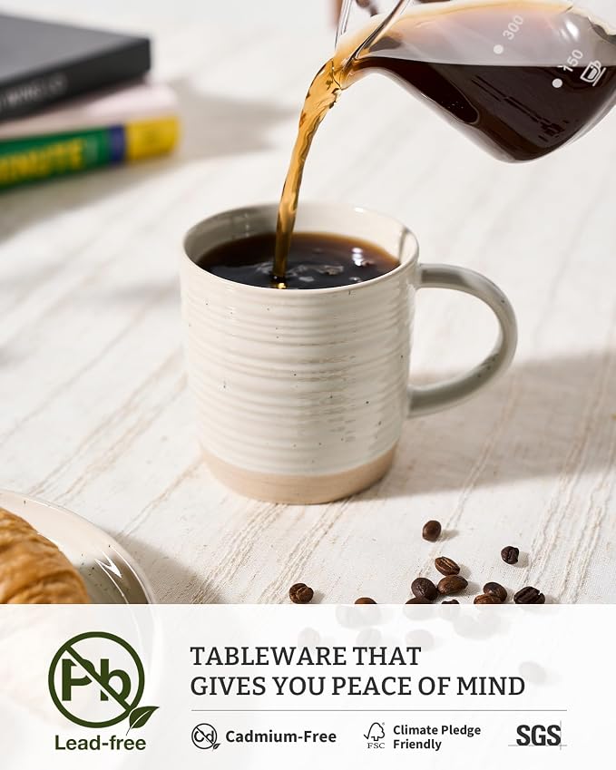 famiware Coffee Mugs Set of 8, 13 oz Mug Set, Ceramic Cup Set with Handle for Coffee, Tea, Cocoa, Milk, Constellation Series, Beige - Image 4