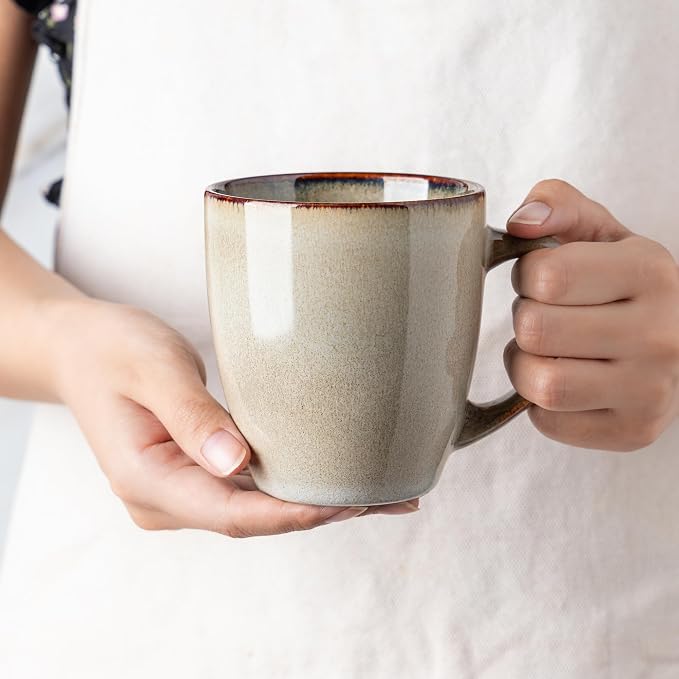 GBhome Ceramic Coffee Mugs Set of 6, 12oz Stoneware Coffee Mugs Set For Dad Mom Women MEN, Light Weight Coffee Cups for Latte/Tea/Beer/Hot Cocoa, Dishwasher & Microwave Safe - Image 4