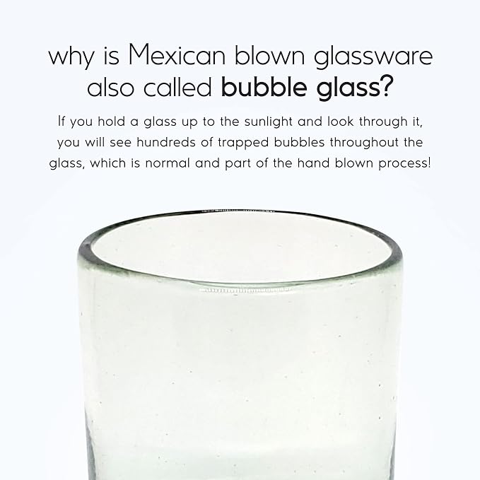 Clear 10 oz Tumblers (set of 6), Hand Blown Mexican Glassware, Recycled Glass Drinking Glasses, Lead-Free, Cocktail Margarita Glasses, Wine Glasses, Shot Glasses, Whiskey Glasses (Tumbler) - Image 3