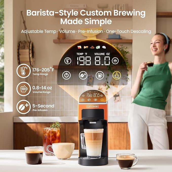 Magician2 Multi-Pod Coffee Maker & Espresso Machine for Home/Office & Dorms | Fits K Cup/Nespresso/Dolce Gusto/ESE Pods/Ground, Touchscreen & Pods Recognition, Adjustable Temp/Volume, Strong/Bold, 20 Bar - Image 4