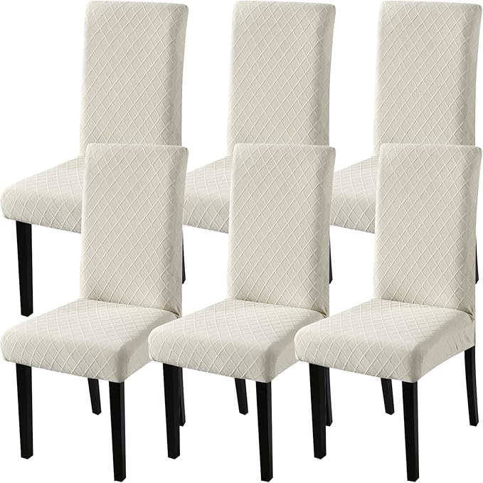 Fuloon 6 Pack Super Fit Stretch Removable Washable Short Dining Chair Protector Cover Seat Slipcover for Hotel, Dining Room, Ceremony, Banquet Wedding Party by Fuloon