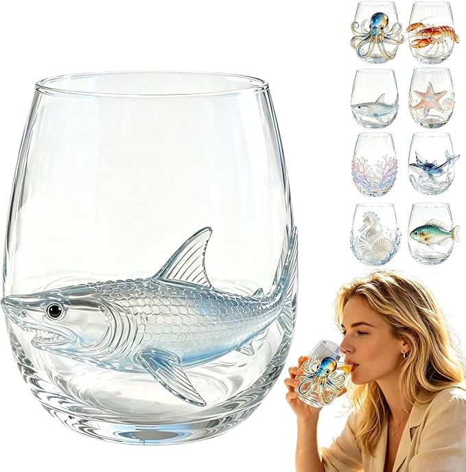Artisan Blue Octopus Glassware Handmade 3D Ocean Decor Gift by Unknown