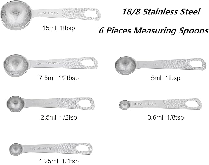 Smithcraft Measuring Cups and Spoons Set of 13, 18/8 Stainless Steel Measuring Cups&Spoons for Kitchen and Baking, Dry and Liquid Metric&US Measuring Cups Spoons with Measure Equivalents Set