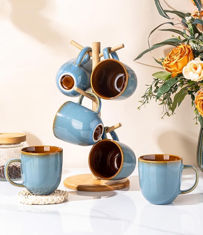 LERATIO Ceramic Coffee Mugs Set of 6,12oz Handmade Coffee Mugs Set with Large Handle for Cappuccino/Latte/Tea/Hot Cocoa,Dishwasher & Microwave Safe-Ocean Blue - Image 7