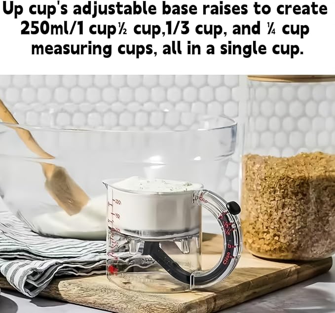 4-in-1 Adjustable Measuring Cup, All-in-One Kitchen Tool for Liquid and Dry Ingredients with Leveling Scraper, Collapsible Space-Saving Design, Easy to Clean for Baking & Cooking (2)